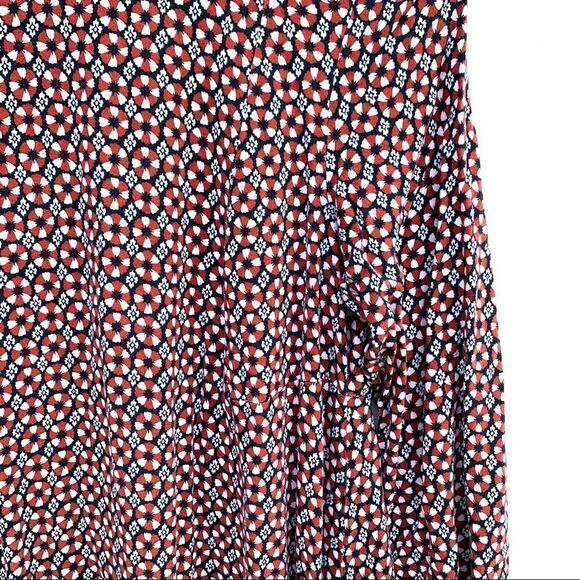 H&M Rust Navy Floral Print 3/4 Sleeve Dress - Picture 4 of 12